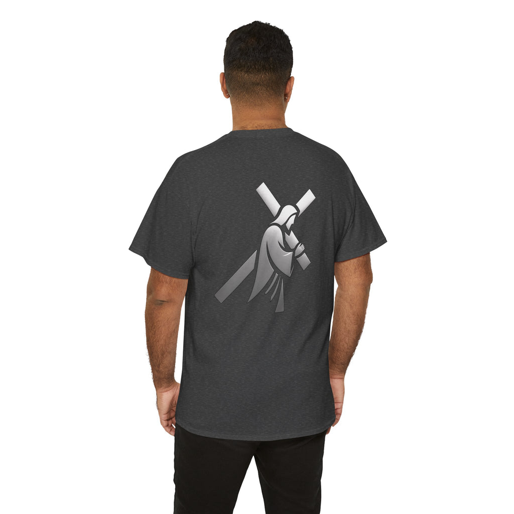 He Carried The Cross Unisex Heavy Cotton Tee - Indescribable Peace CreationsHe Carried The Cross Unisex Heavy Cotton TeeT-Shirt