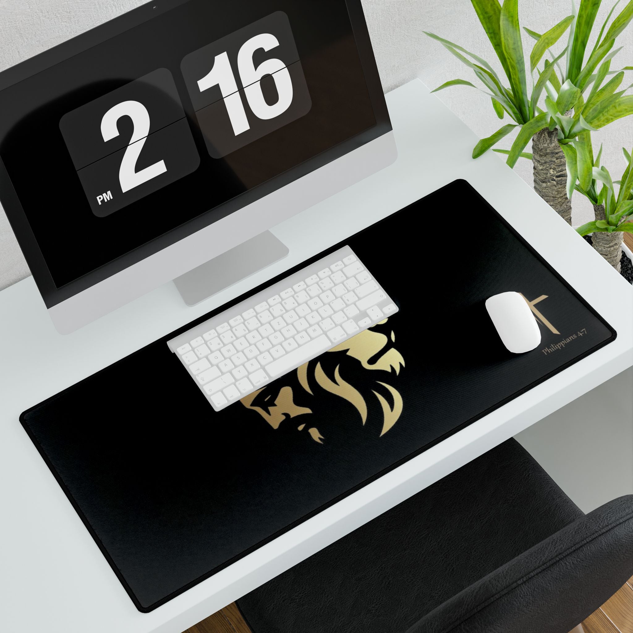 Silhouetted Lion of Judah & Crown of Thorns Jesus Desk Mat
