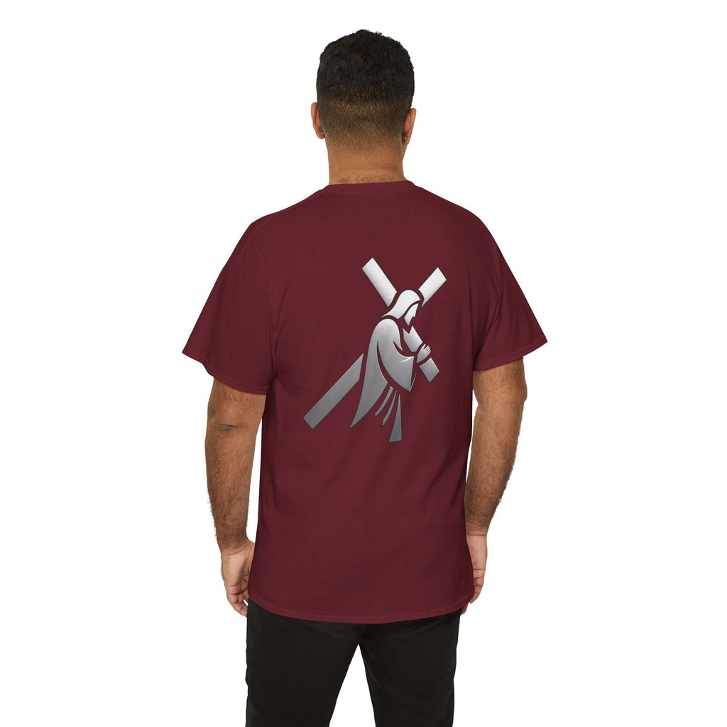 He Carried The Cross Unisex Heavy Cotton Tee - Indescribable Peace CreationsHe Carried The Cross Unisex Heavy Cotton TeeT-Shirt