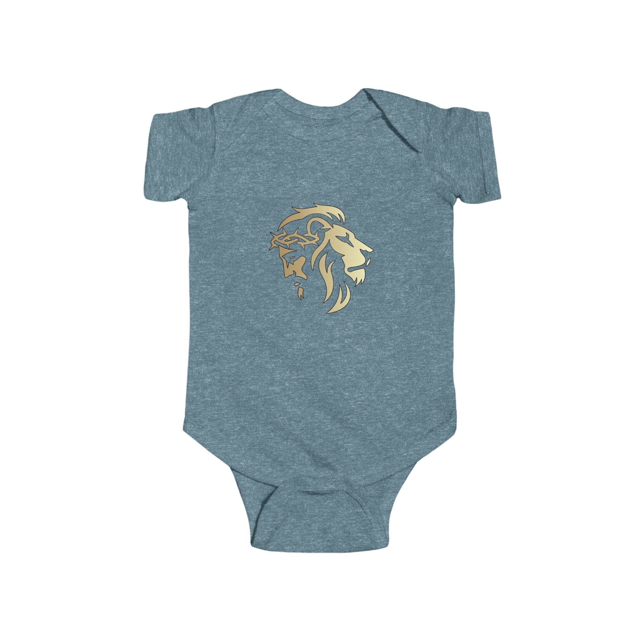 Lion of Judah and Crown of Thorns Jesus Infant Jersey Bodysuit - Indescribable Peace CreationsLion of Judah and Crown of Thorns Jesus Infant Jersey BodysuitKids clothes