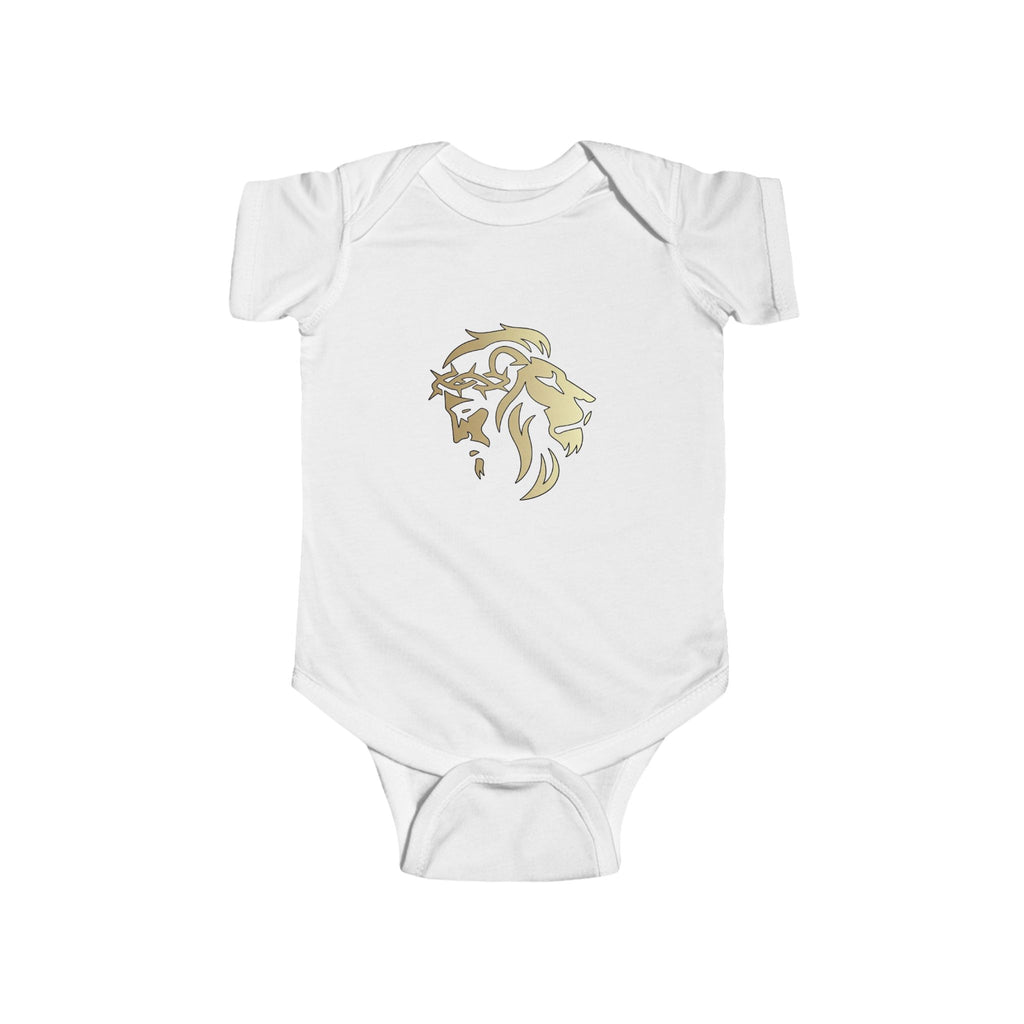 Lion of Judah and Crown of Thorns Jesus Infant Jersey Bodysuit - Indescribable Peace CreationsLion of Judah and Crown of Thorns Jesus Infant Jersey BodysuitKids clothes