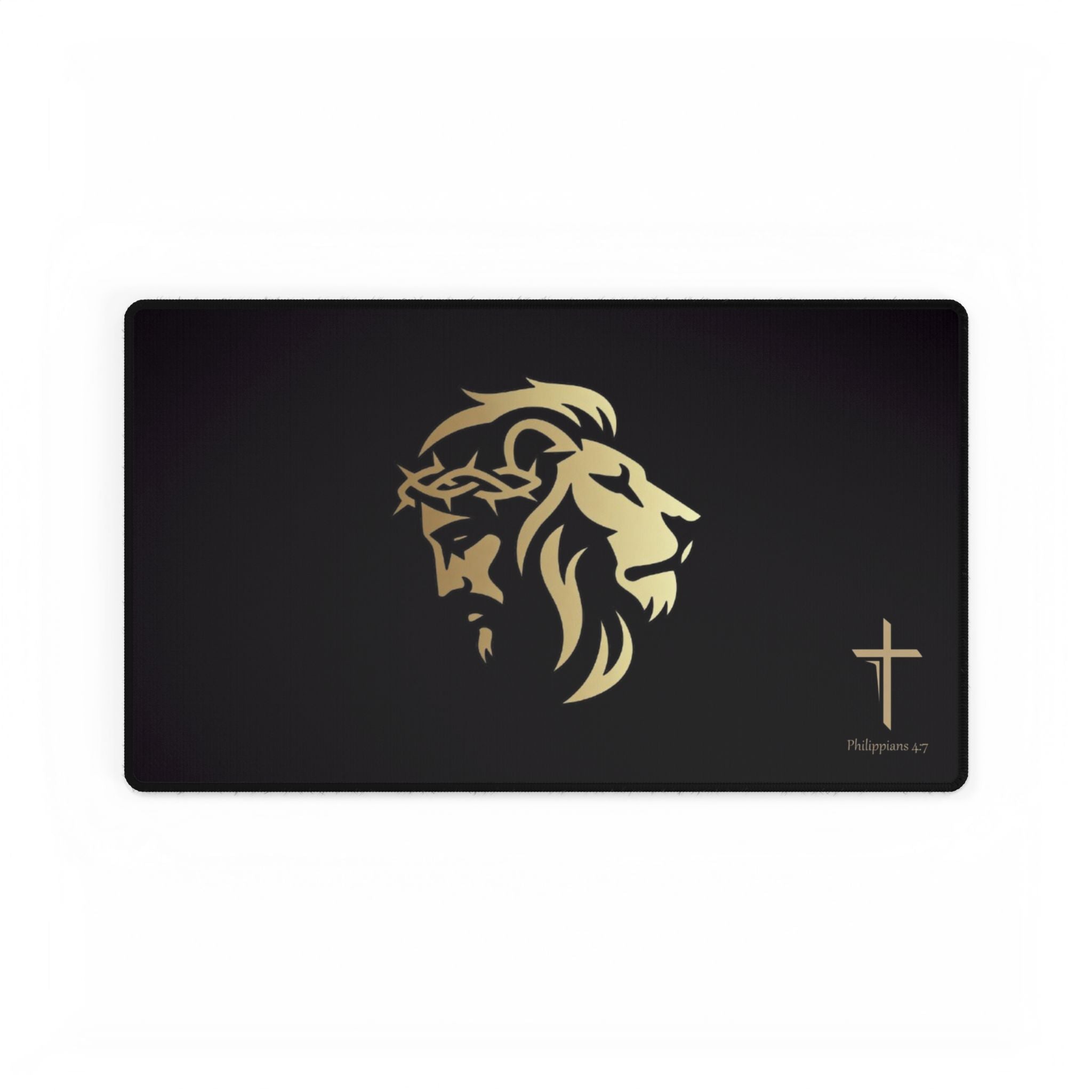 Silhouetted Lion of Judah & Crown of Thorns Jesus Desk Mat