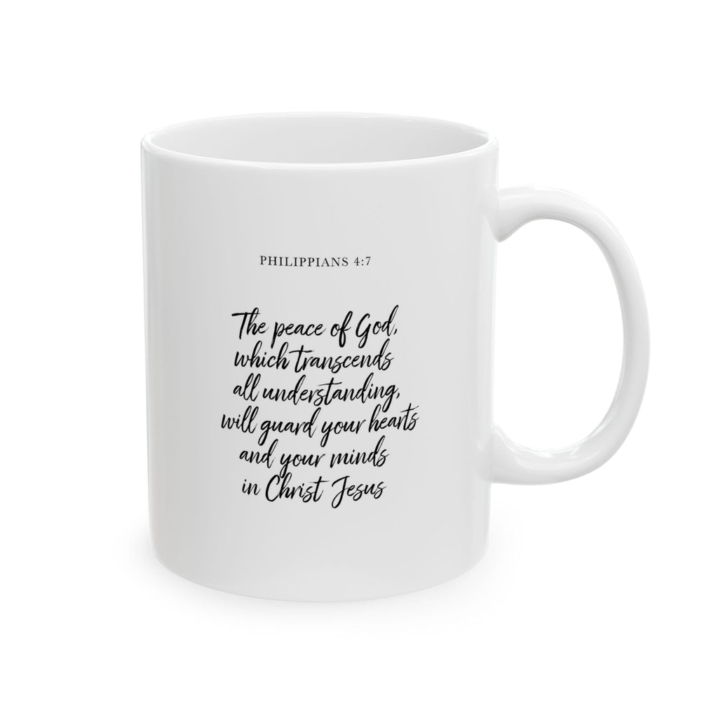 Philippians 4:7 Peace Scripture Ceramic Mug (11oz) with customizable outward side. - Indescribable Peace CreationsPhilippians 4:7 Peace Scripture Ceramic Mug (11oz) with customizable outward side.Mug