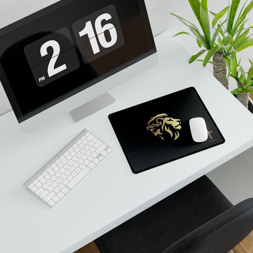 Silhouetted Lion of Judah & Crown of Thorns Jesus Desk Mat - Indescribable Peace CreationsSilhouetted Lion of Judah & Crown of Thorns Jesus Desk MatHome Decor
