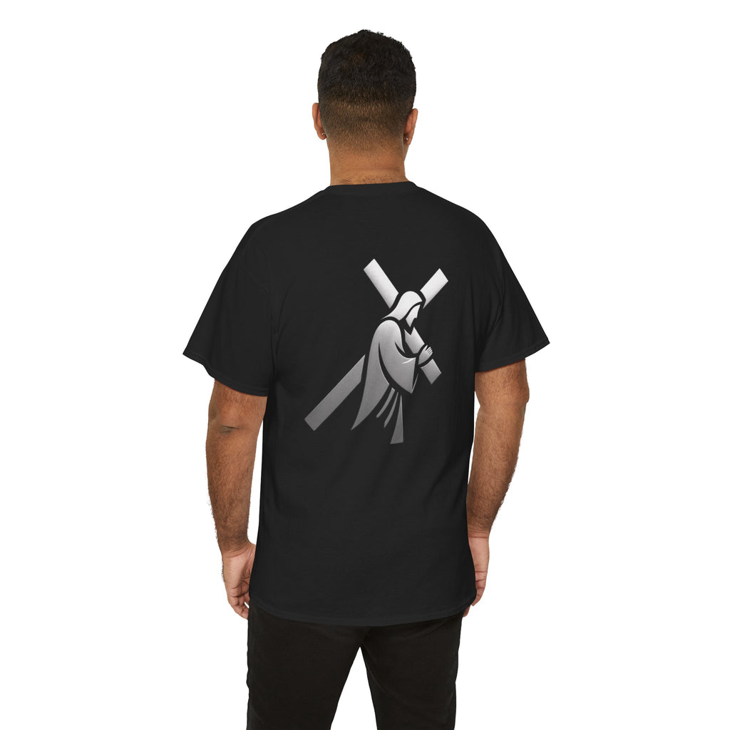 He Carried The Cross Unisex Heavy Cotton Tee - Indescribable Peace CreationsHe Carried The Cross Unisex Heavy Cotton TeeT-Shirt