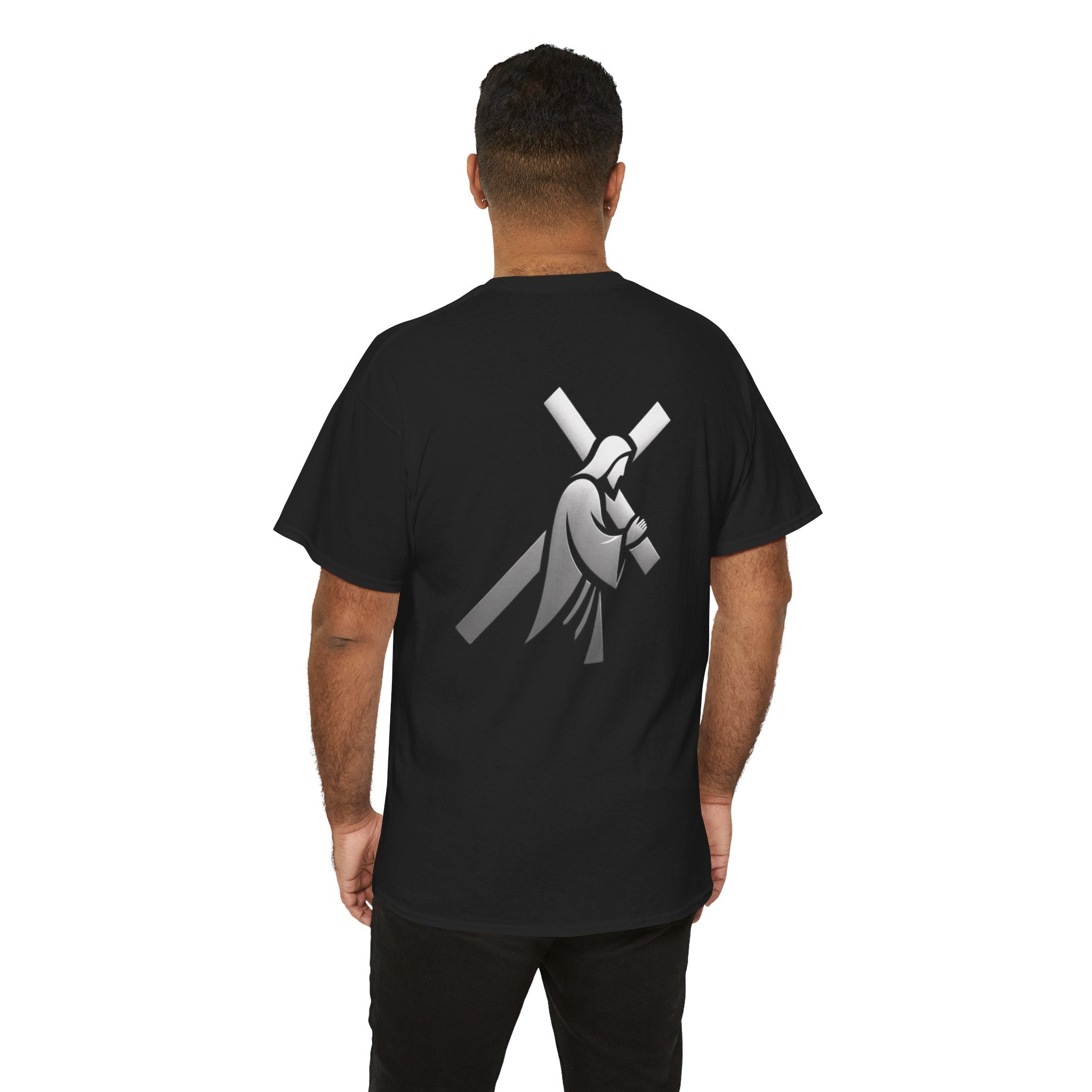 He Carried The Cross Unisex Heavy Cotton Tee - Indescribable Peace CreationsHe Carried The Cross Unisex Heavy Cotton TeeT-Shirt