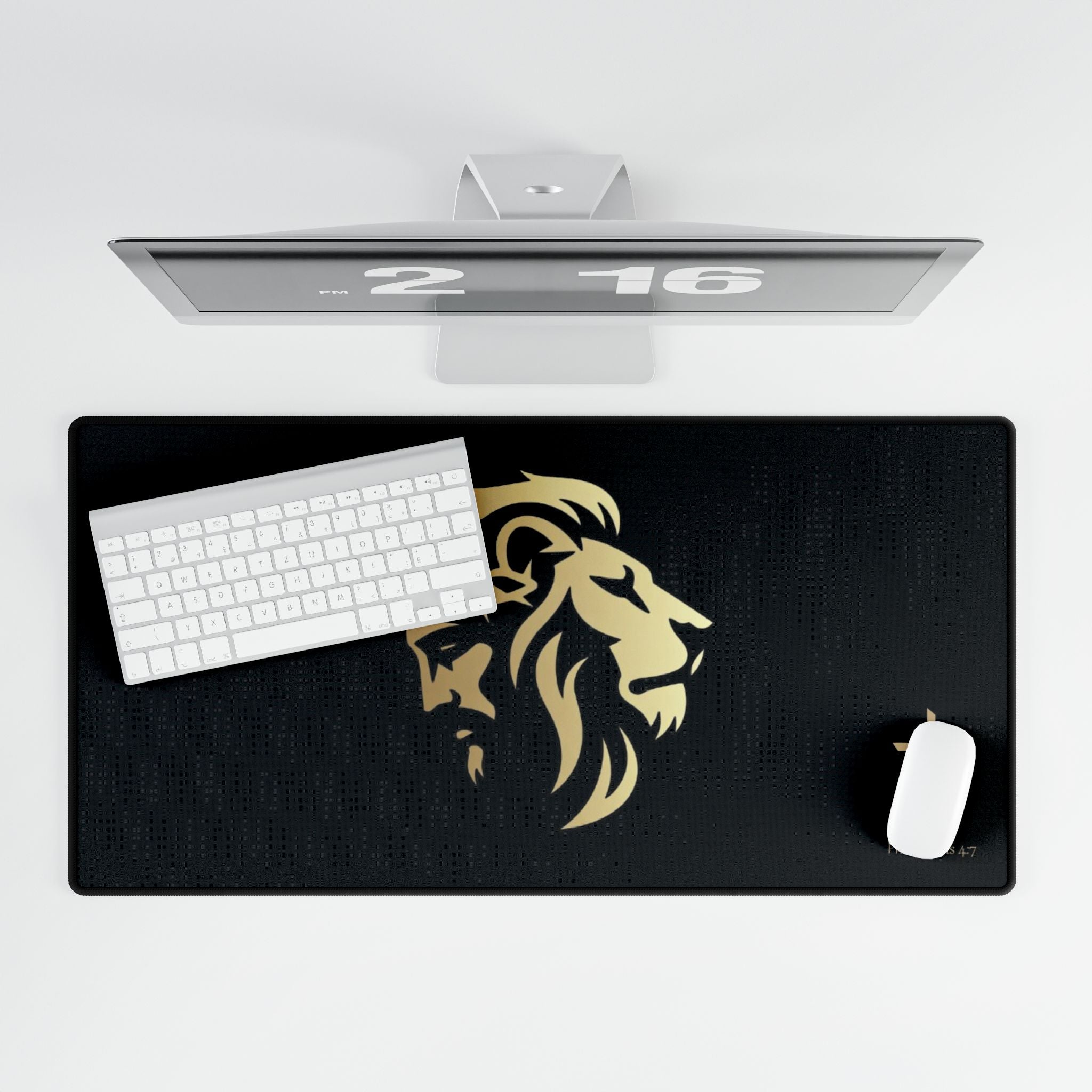 Silhouetted Lion of Judah & Crown of Thorns Jesus Desk Mat