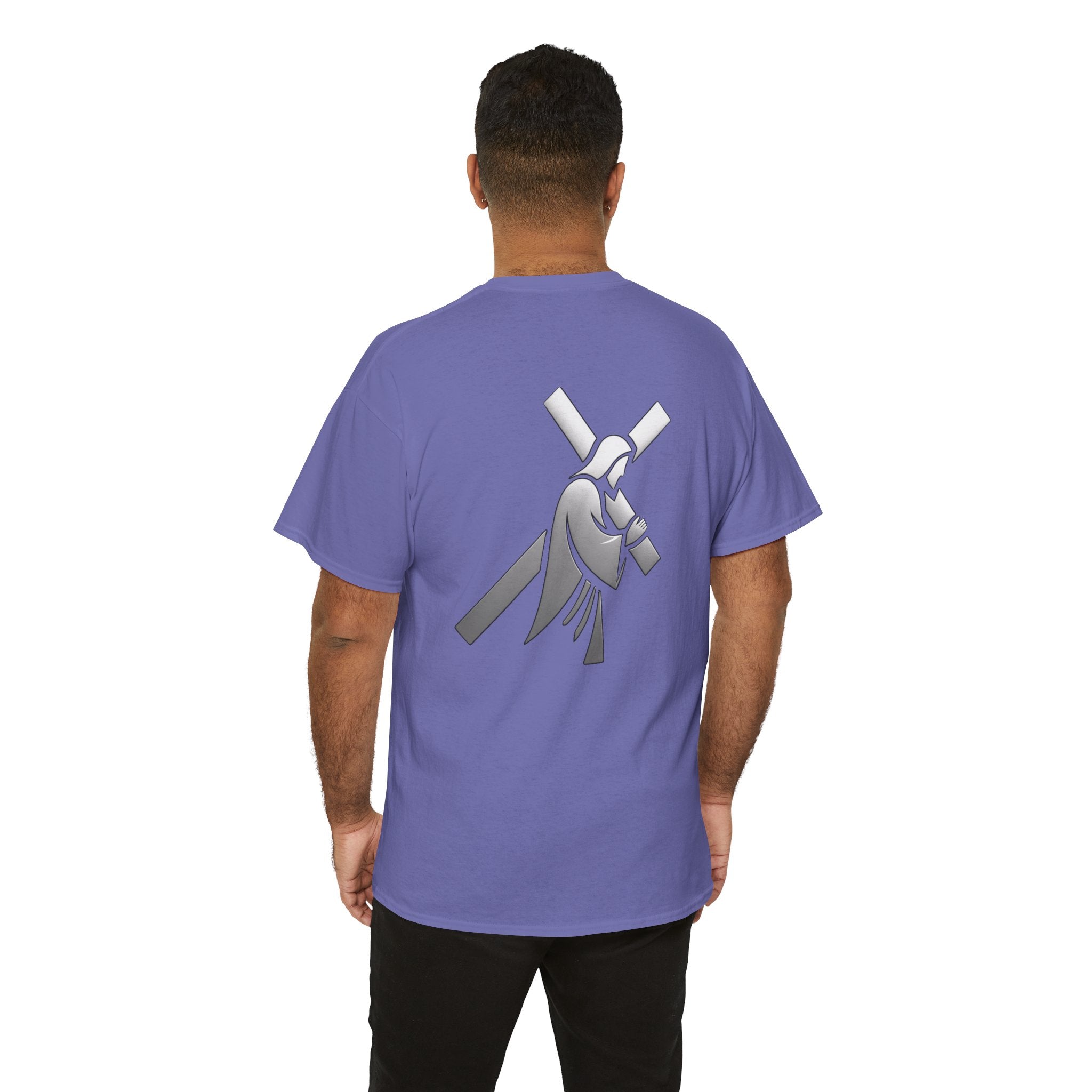 He Carried The Cross Unisex Heavy Cotton Tee - Indescribable Peace CreationsHe Carried The Cross Unisex Heavy Cotton TeeT-Shirt