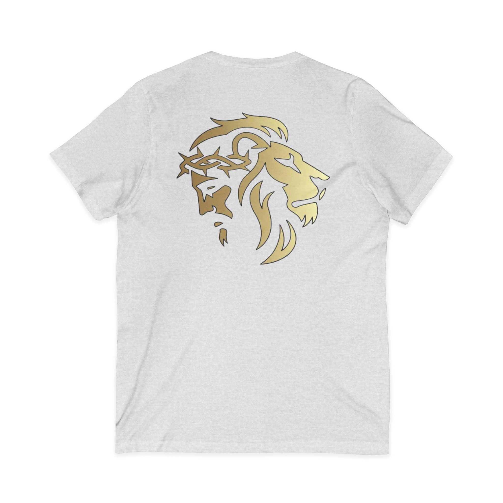 Silhouetted Lion of Judah & Crown of Thorns Jesus V-Neck T-Shirt