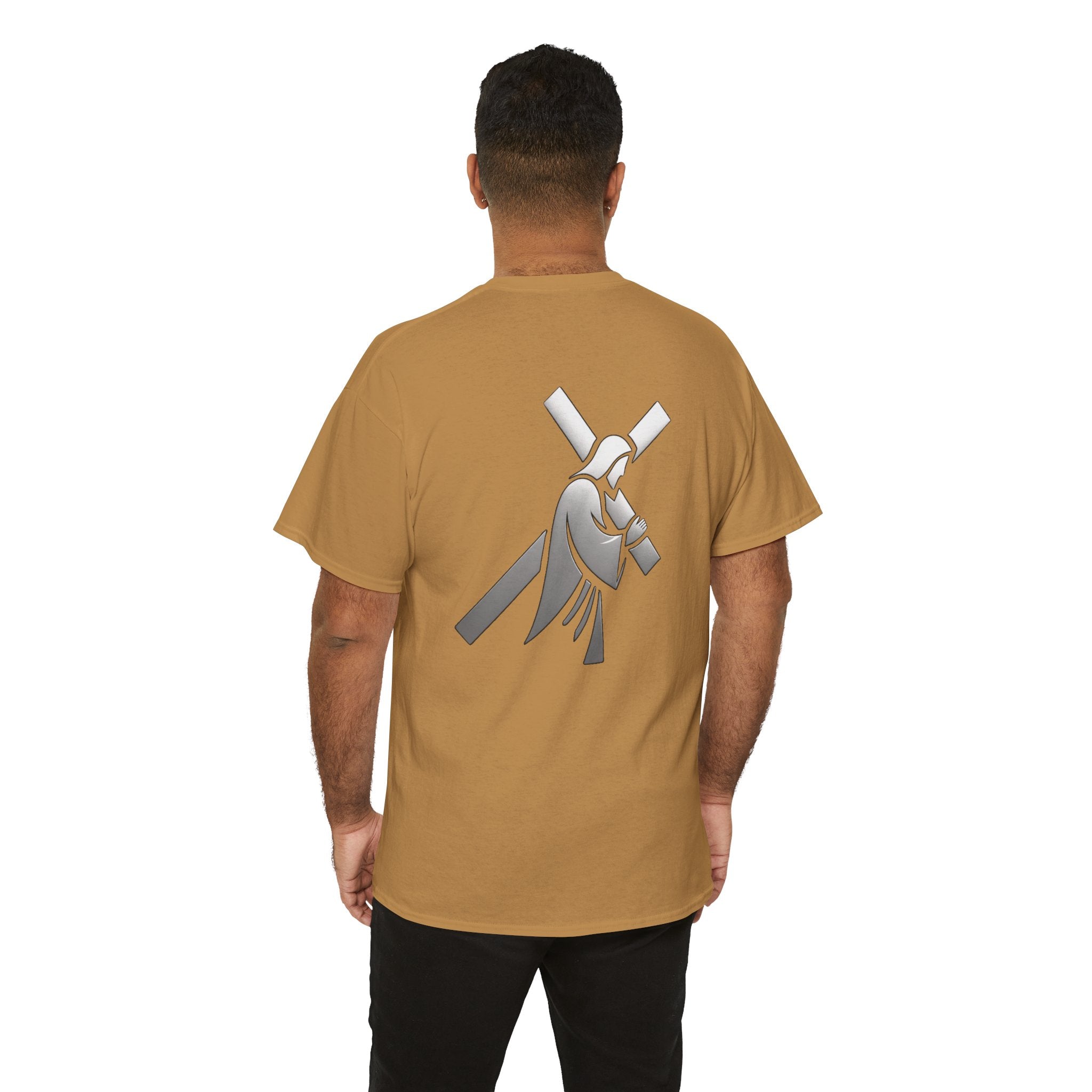 He Carried The Cross Unisex Heavy Cotton Tee - Indescribable Peace CreationsHe Carried The Cross Unisex Heavy Cotton TeeT-Shirt