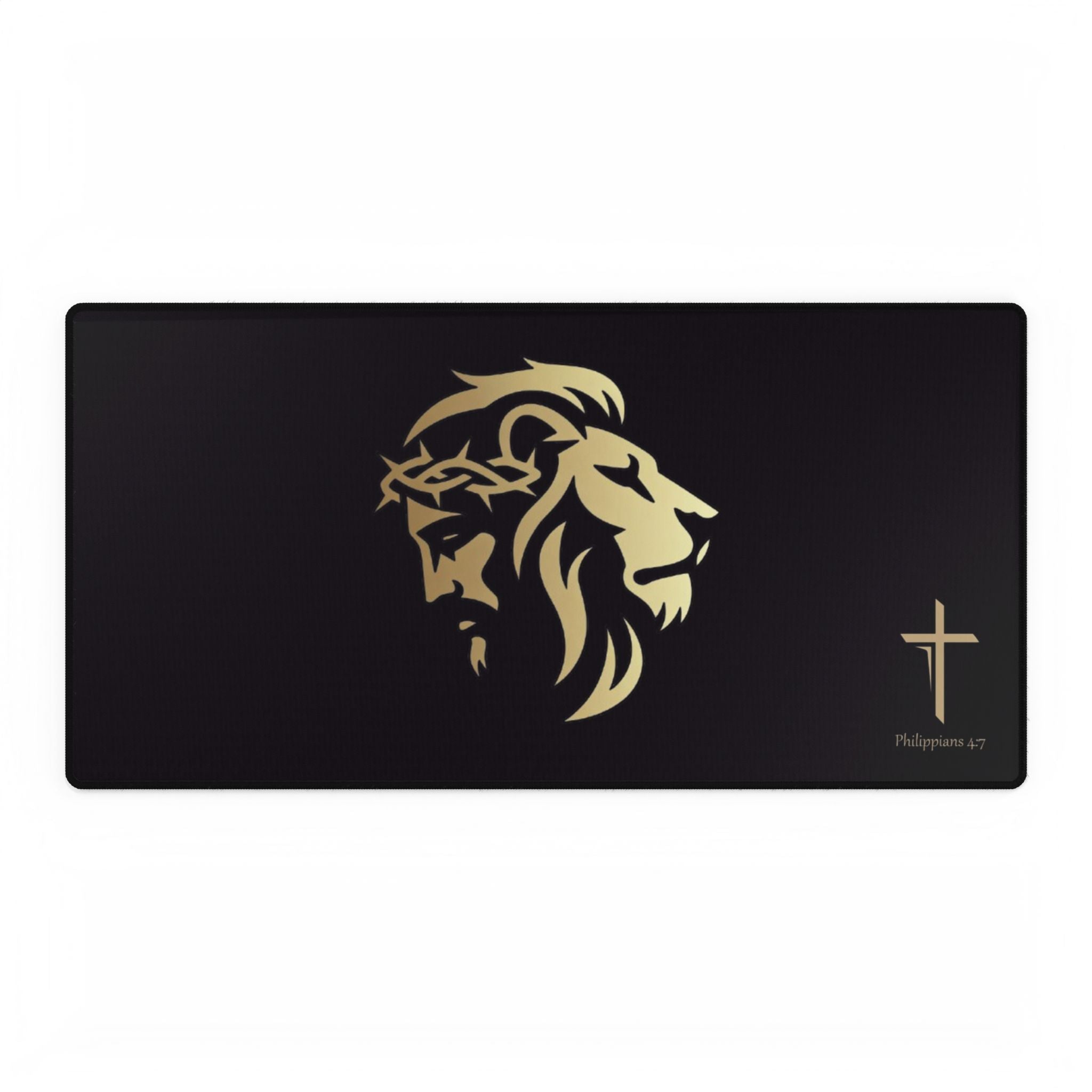 Silhouetted Lion of Judah & Crown of Thorns Jesus Desk Mat
