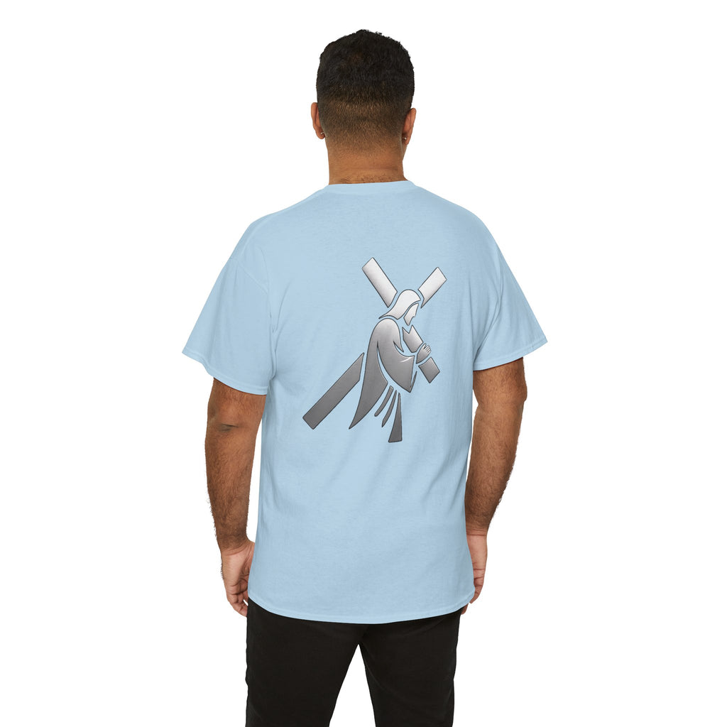 He Carried The Cross Unisex Heavy Cotton Tee - Indescribable Peace CreationsHe Carried The Cross Unisex Heavy Cotton TeeT-Shirt