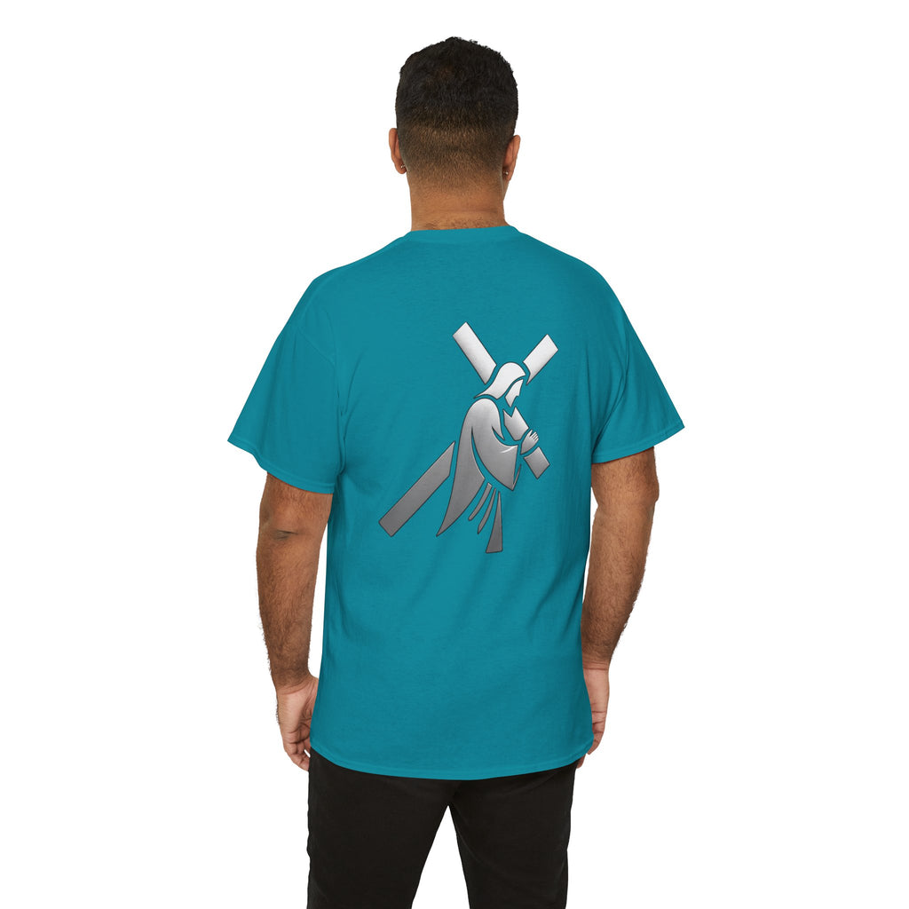 He Carried The Cross Unisex Heavy Cotton Tee - Indescribable Peace CreationsHe Carried The Cross Unisex Heavy Cotton TeeT-Shirt
