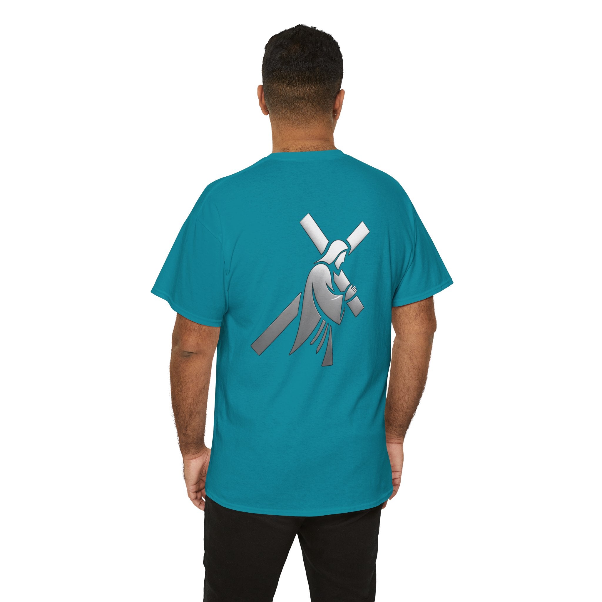 He Carried The Cross Unisex Heavy Cotton Tee - Indescribable Peace CreationsHe Carried The Cross Unisex Heavy Cotton TeeT-Shirt