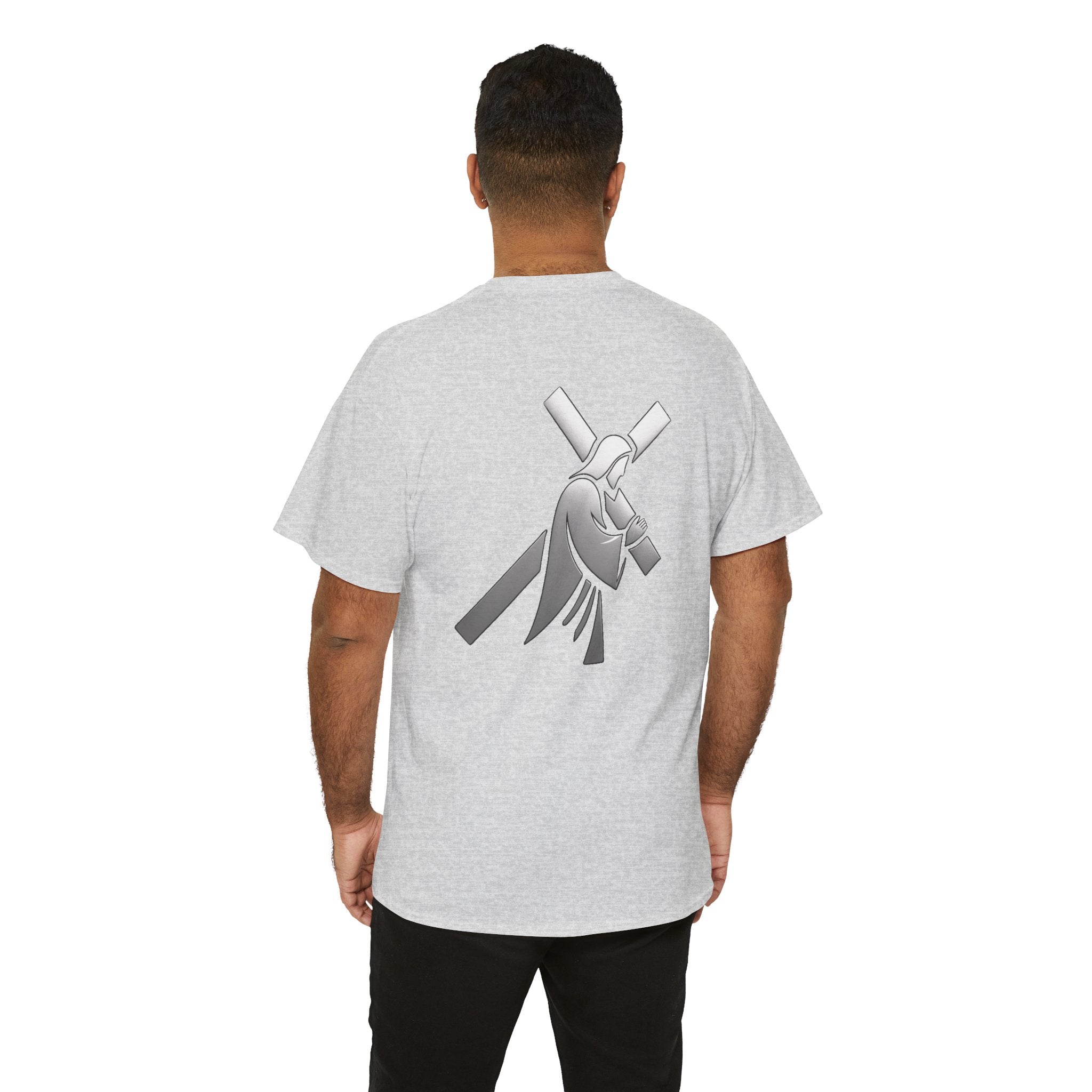 He Carried The Cross Unisex Heavy Cotton Tee - Indescribable Peace CreationsHe Carried The Cross Unisex Heavy Cotton TeeT-Shirt