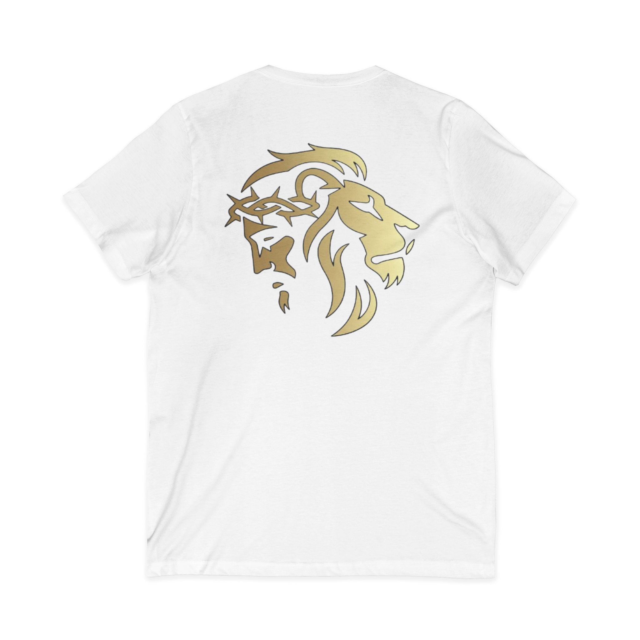 Silhouetted Lion of Judah & Crown of Thorns Jesus V-Neck T-Shirt