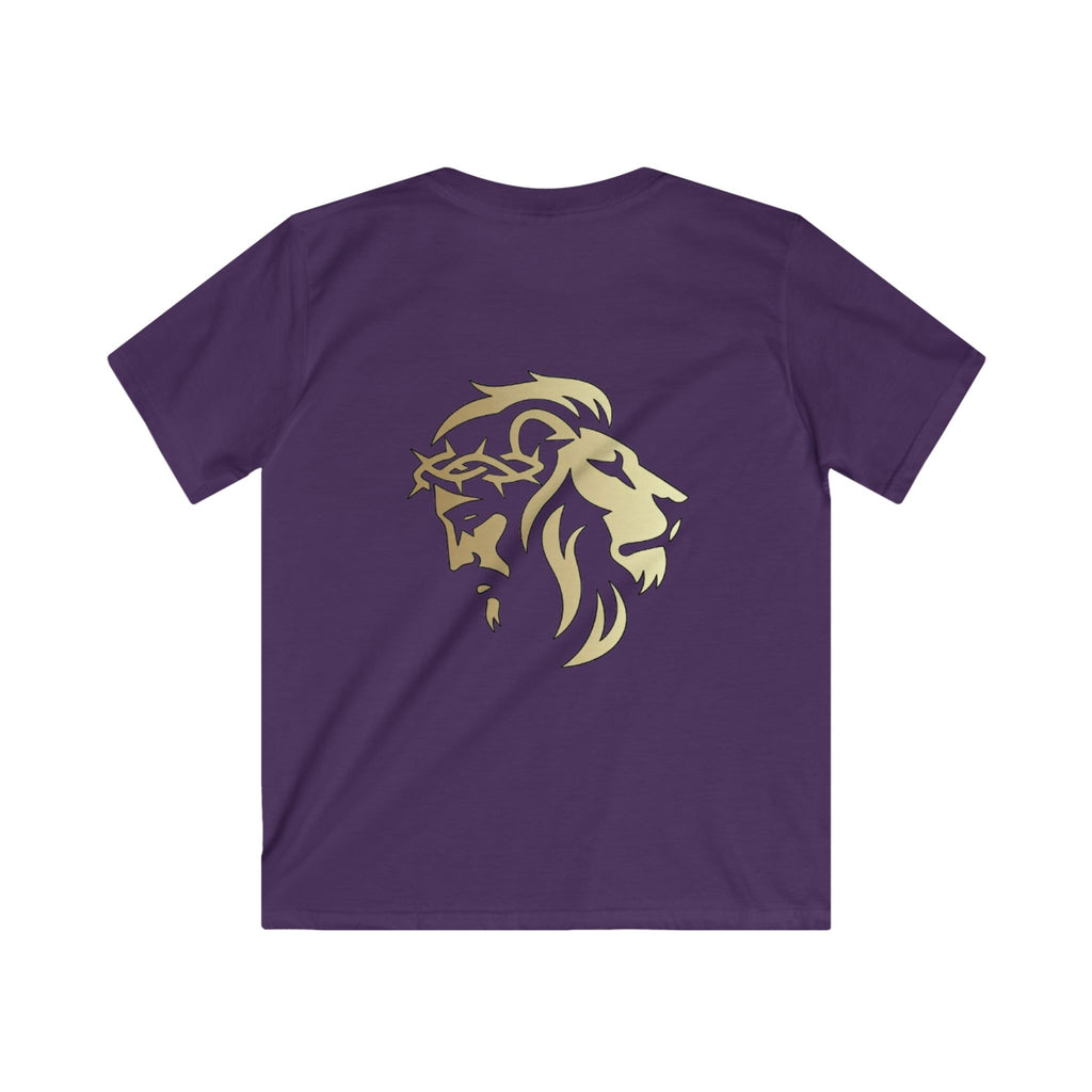 Lion of Judah and Crown of Thorns Jesus Kids Softstyle Tee - Indescribable Peace CreationsLion of Judah and Crown of Thorns Jesus Kids Softstyle TeeKids clothes