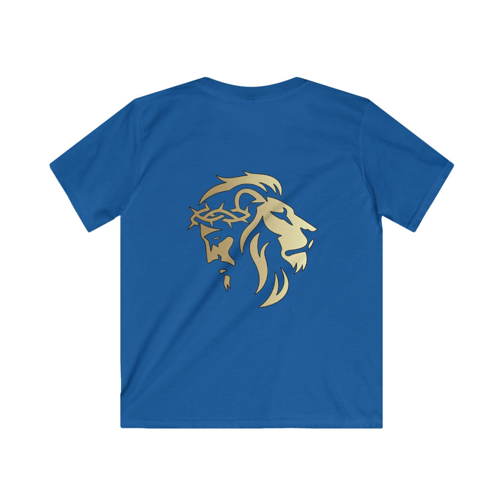 Lion of Judah and Crown of Thorns Jesus Kids Softstyle Tee - Indescribable Peace CreationsLion of Judah and Crown of Thorns Jesus Kids Softstyle TeeKids clothes