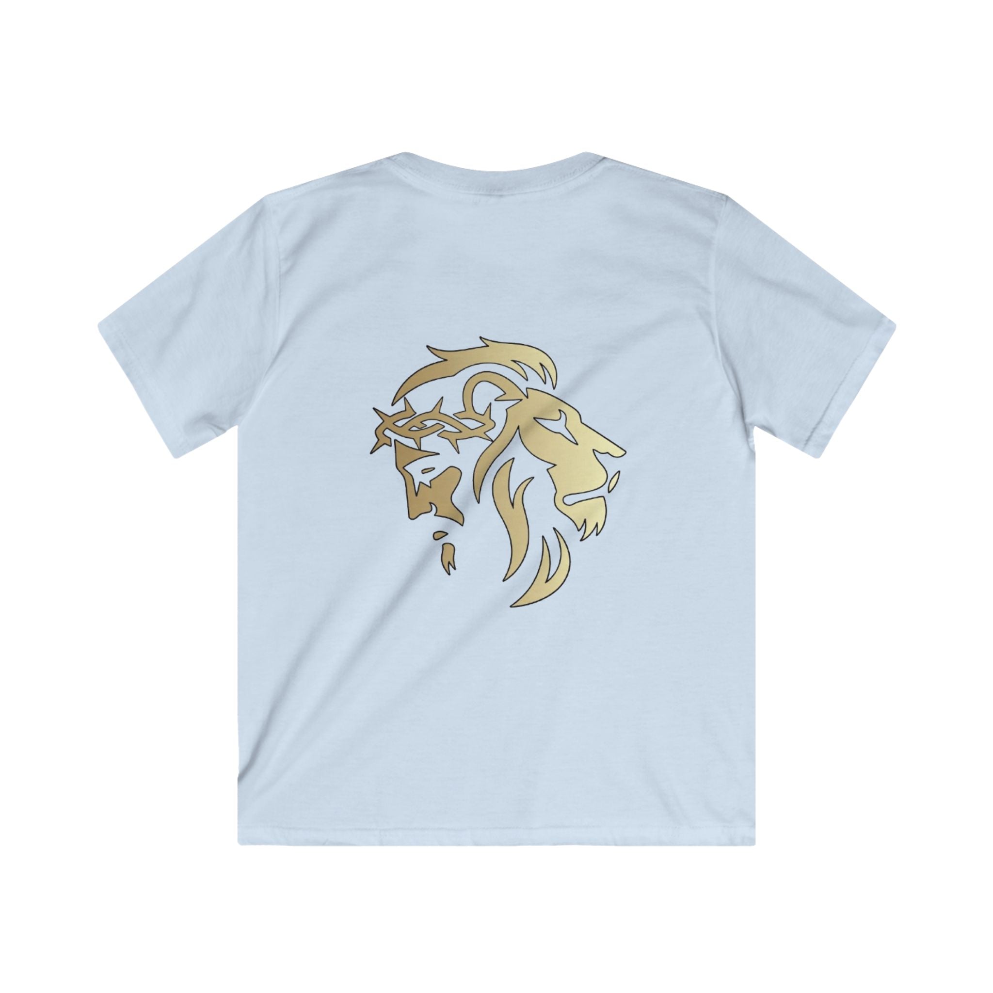 Lion of Judah and Crown of Thorns Jesus Kids Softstyle Tee - Indescribable Peace CreationsLion of Judah and Crown of Thorns Jesus Kids Softstyle TeeKids clothes