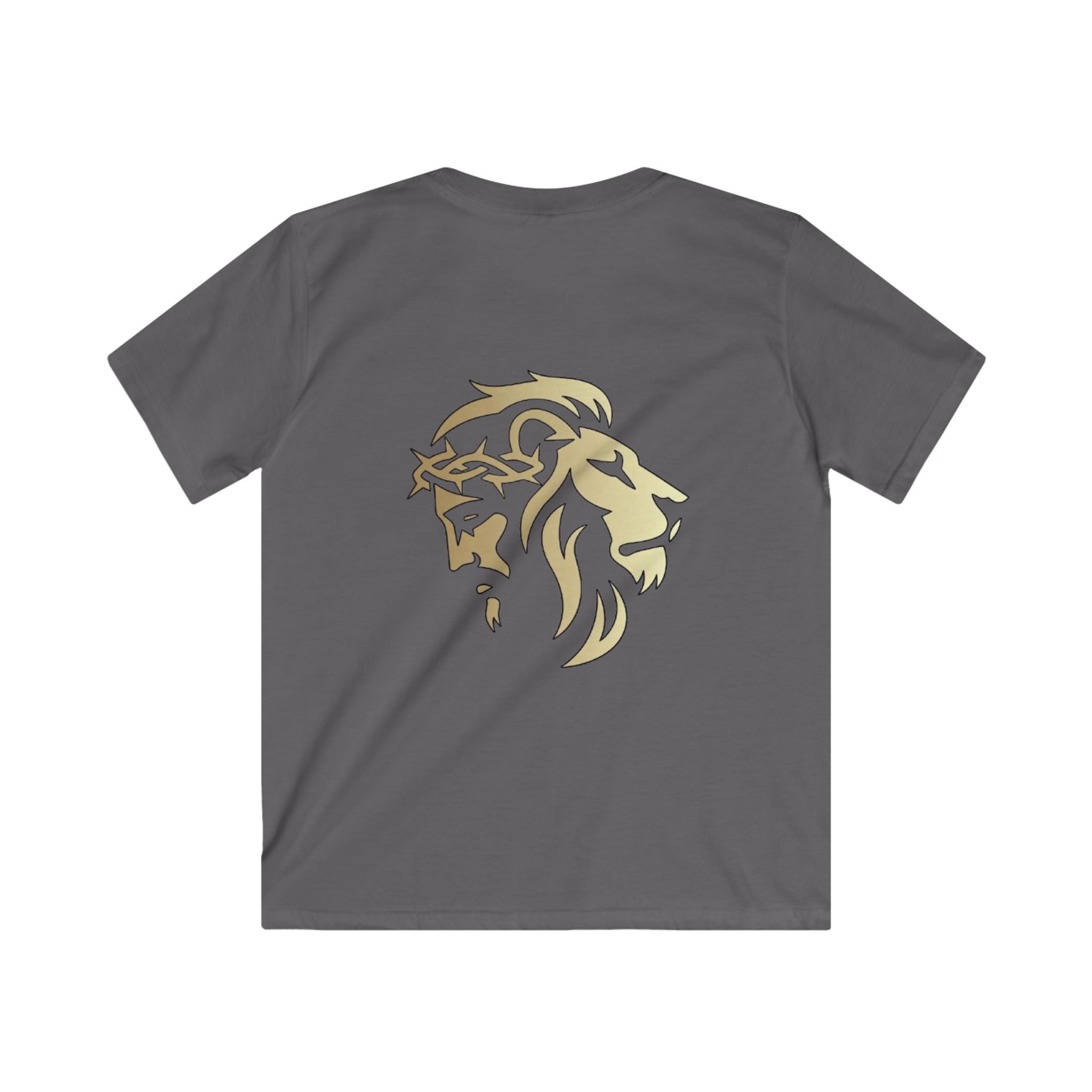 Lion of Judah and Crown of Thorns Jesus Kids Softstyle Tee - Indescribable Peace CreationsLion of Judah and Crown of Thorns Jesus Kids Softstyle TeeKids clothes
