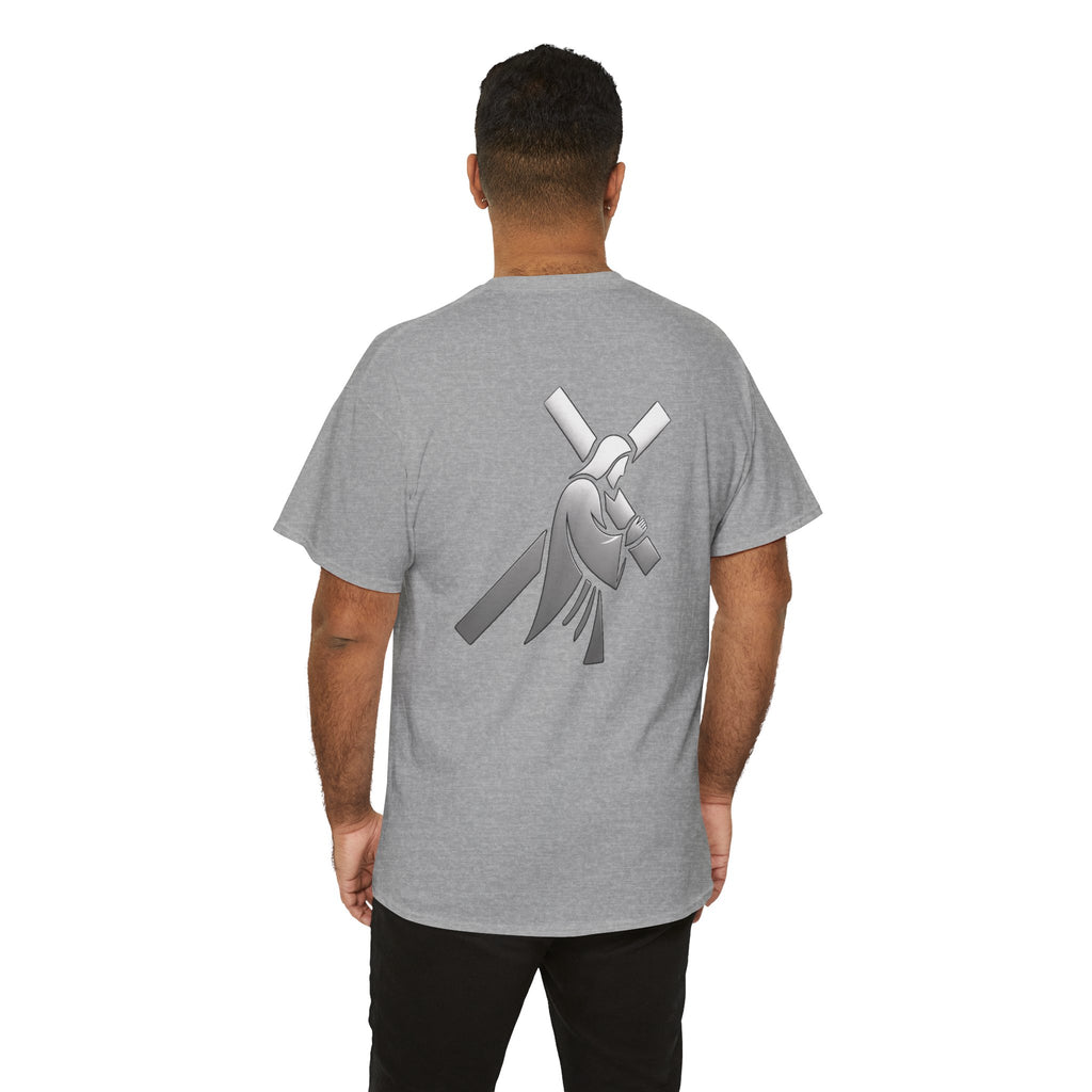 He Carried The Cross Unisex Heavy Cotton Tee - Indescribable Peace CreationsHe Carried The Cross Unisex Heavy Cotton TeeT-Shirt