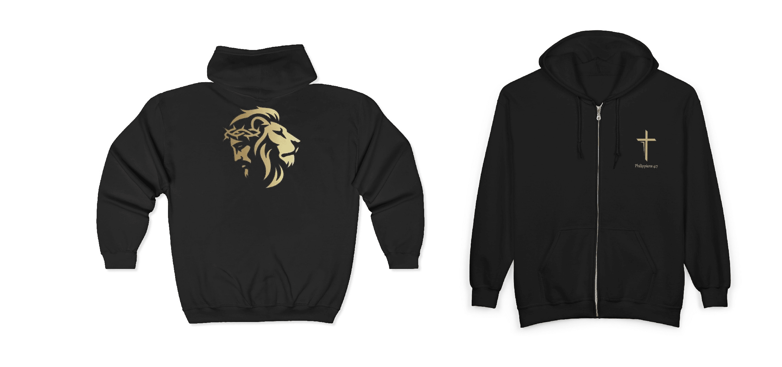 Silhouetted Lion of Judah & Crown of Thorns Jesus Hoodie - Indescribable Peace CreationsSilhouetted Lion of Judah & Crown of Thorns Jesus HoodieHoodie