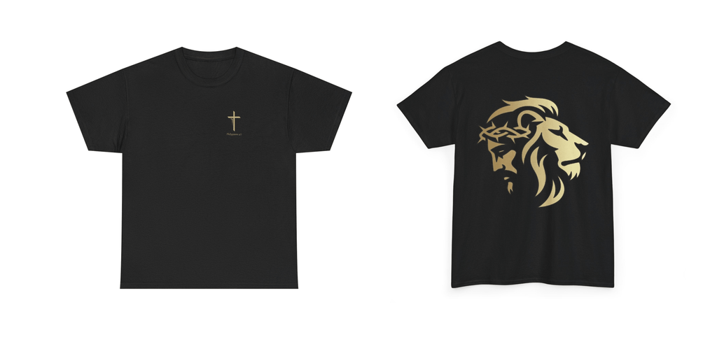 Silhouetted Lion of Judah & Crown of Thorns Jesus T-Shirt - Indescribable Peace CreationsSilhouetted Lion of Judah & Crown of Thorns Jesus T-ShirtT-Shirt